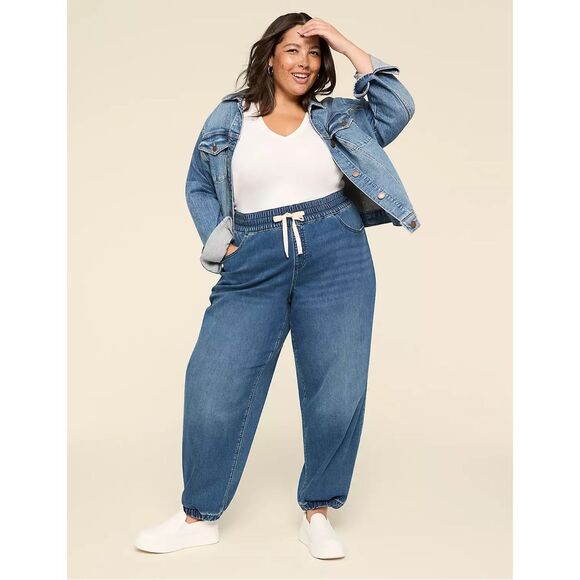 Lane Bryant Pants - Lane Bryant Pul-On Cloud Knot Jogger Size 18 Dark Wash Knit Denim NWT